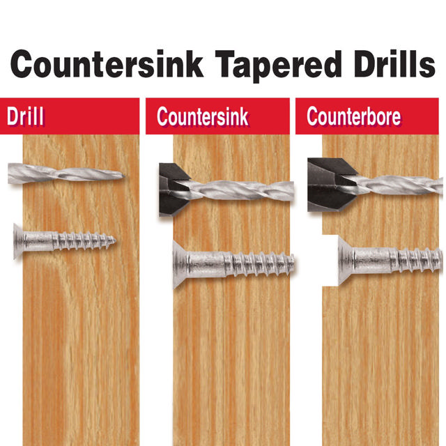 4 Pc. Set Countersink Tapered Drills #6 #8 #10 M2 HSS