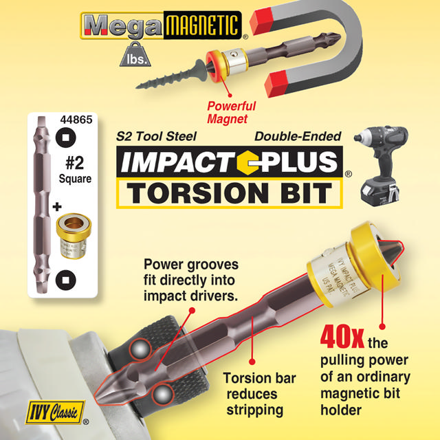 #2 Square Dbl-Ended Mega-Magnetic Impact Plus Bit Carded