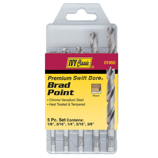 5 Pc. Brad Point Drill Bit Set