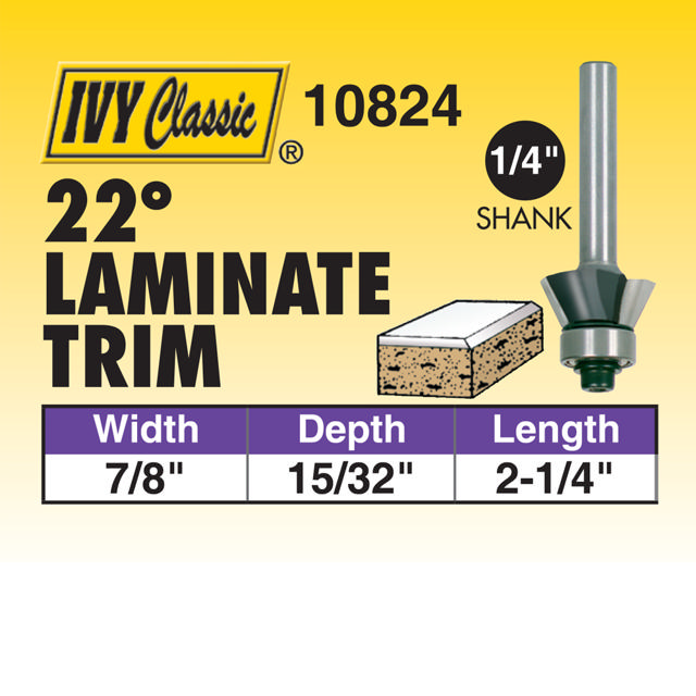 22°  Laminate Trim Router Bit