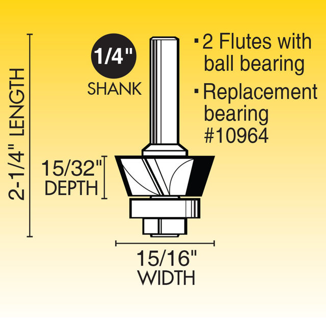 25°  Laminate Trim Router Bit