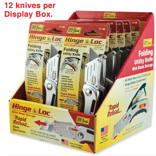 Hinge-Loc® Folding Utility Knife w/Storage