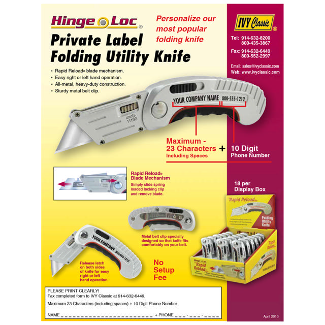 !PRIVATE LABEL! Folding Utility Knife