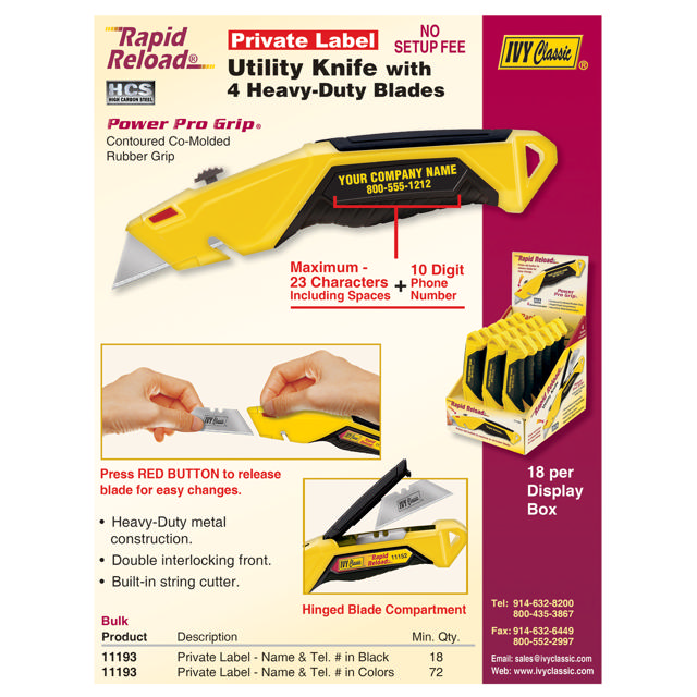 Rapid Reload® Retractable Utility Knife - Private Label