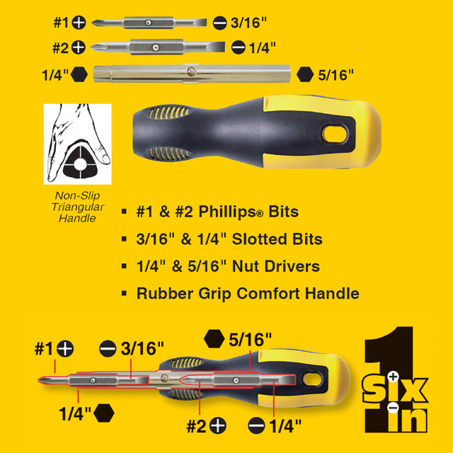 6 in 1 Screwdriver Rubber Grip - Private Label