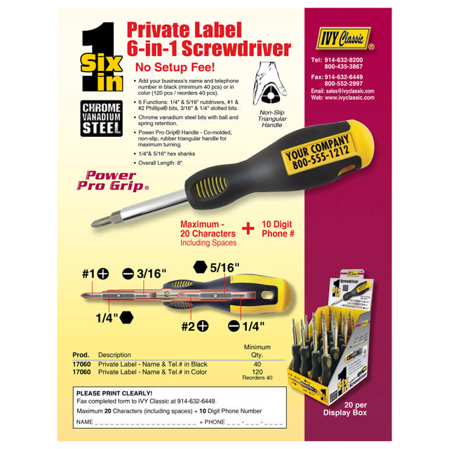 6 in 1 Screwdriver Rubber Grip - Private Label
