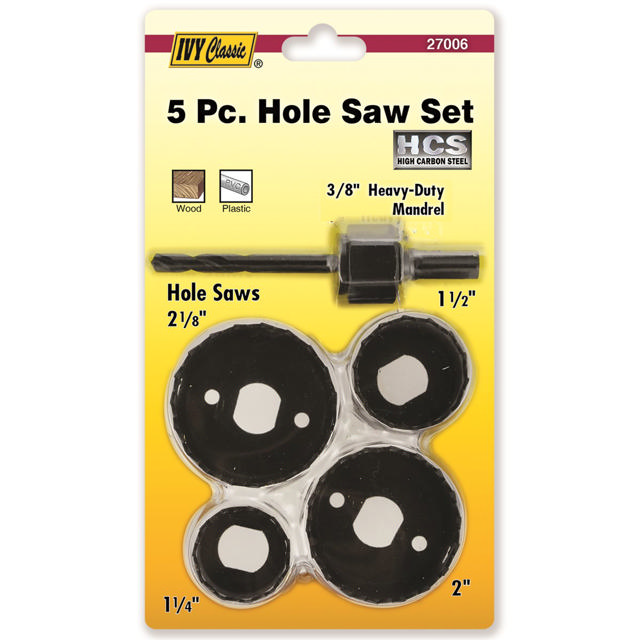 5 Pc Hole Saw Set High Carbon-Steel