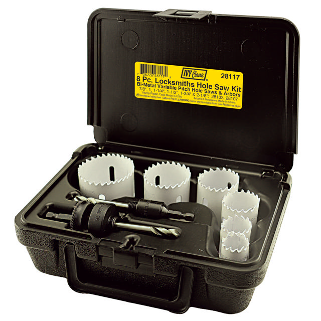 8 Pc. Locksmiths Hole Saw Kit