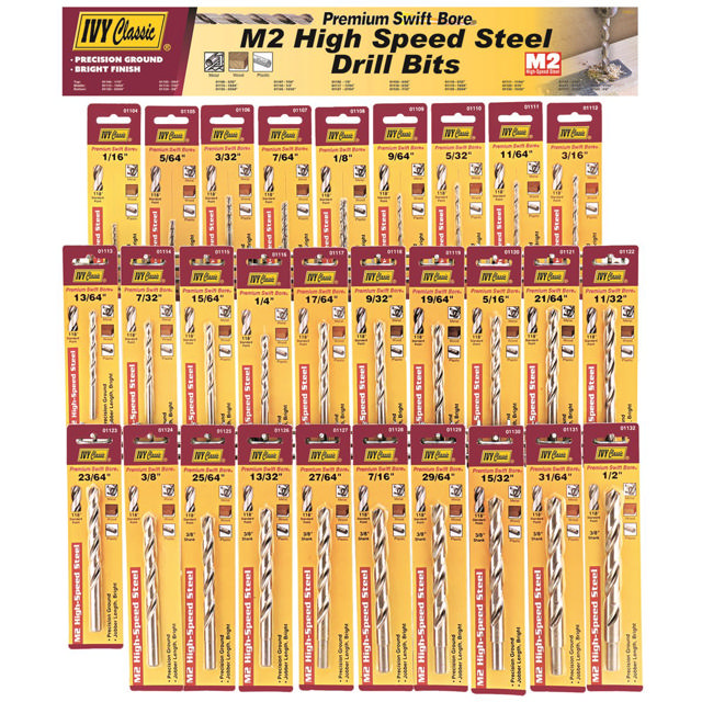 29 Pc. M2 HSS Drill Bit Display - Carded