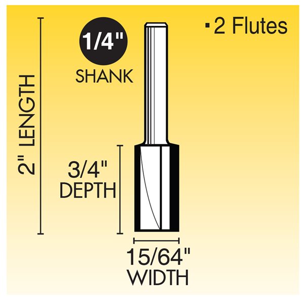 15/64" Mortising Router Bit - For 1/4" Plywood