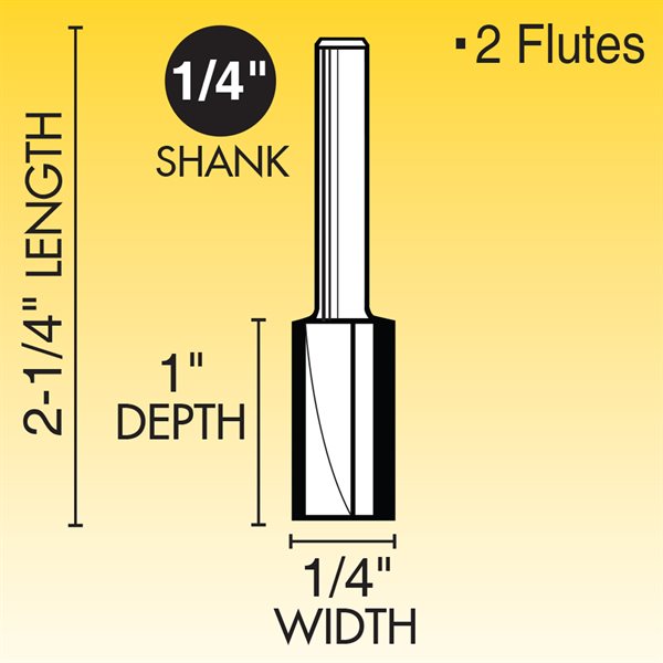 1/4" Straight Carbide Router Bit