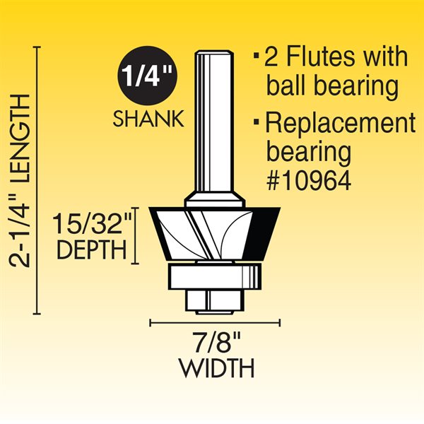 22°  Laminate Trim Router Bit