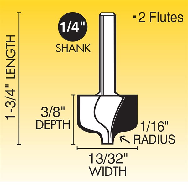 1/16" Plunge Ogee Router Bit