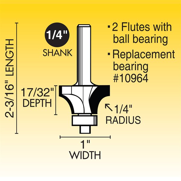 1/4" Rounding Over Router Bit