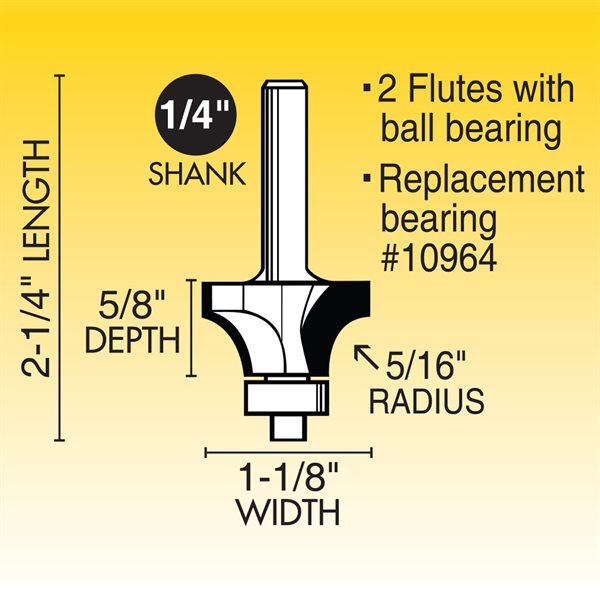 5/16" Rounding Over Router Bit