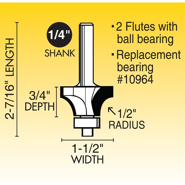 1/2" Rounding Over Router Bit