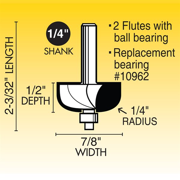 1/4" Cove Bit Router Bit