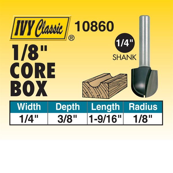 1/8" x 1/4" Core Box Router Bit