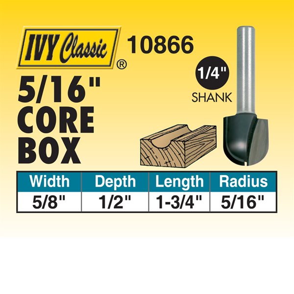 5/16" x 5/8" Core Box Router Bit