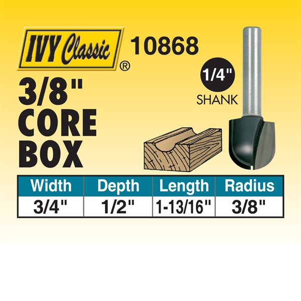 3/8" x 3/4" Core Box Router Bit