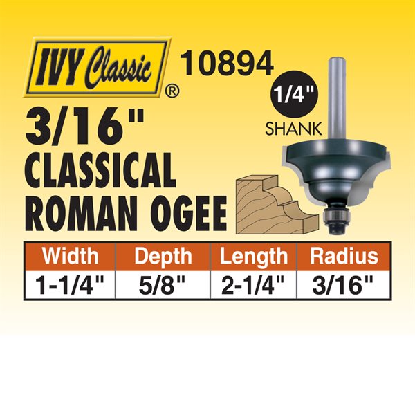 3/16" Classical Ogee Router Bit