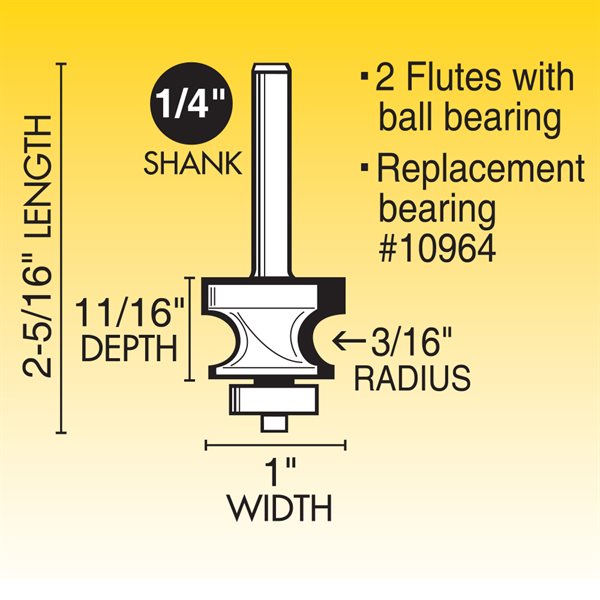 3/16" Edge Beading Router Bit