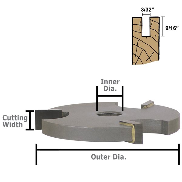 3/32" 3-Wing Slotted Cutter