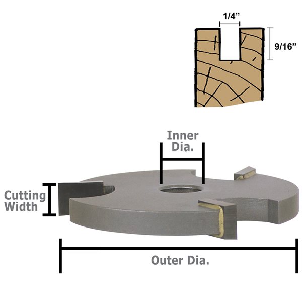 1/4"   3-Wing Slotted Cutter