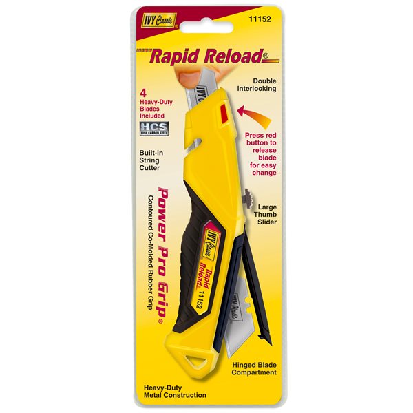 Rapid Reload® Retractable Utility Knife w/ 4 Blades
