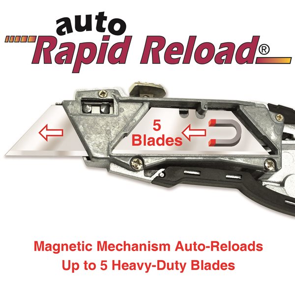 Auto Rapid Reload® Retractable Utility Knife w/5 blades