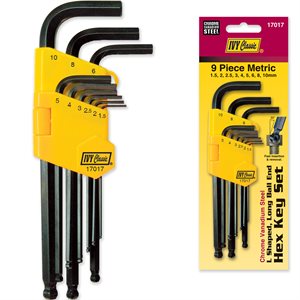 9 Pc L Shaped Ball Hex Key Set-Metric