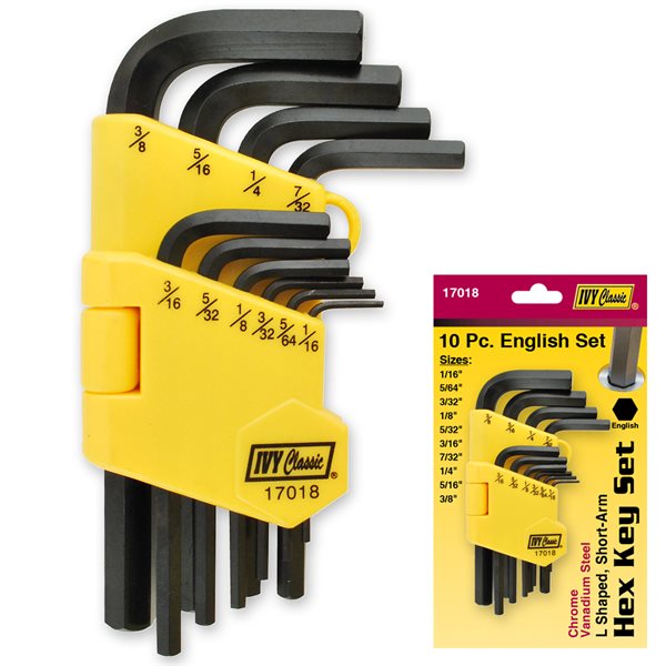 10 Pc L Shaped Hex Key Set-English Short Arm