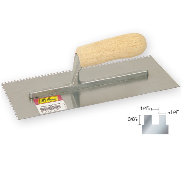 11 x 4-1/2"- 1/4 x 3/8" Sq Notch Trowel