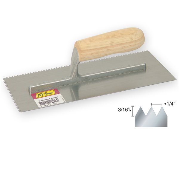 11 x 4-1/2"- 1/4 V Notched Trowel