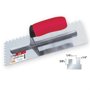 11 x 4-1/2"- 1/4 x 3/8" Sq Notched Trowel - Pro Grip