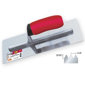 11 x 4-1/2"- 1/4"  V Notched Trowel - Pro Grip