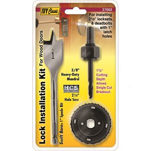 3 Pc Wood Lock Install Kit, 1-7/8" Deep Cut