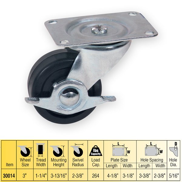 3" Swivel Caster w/Brake