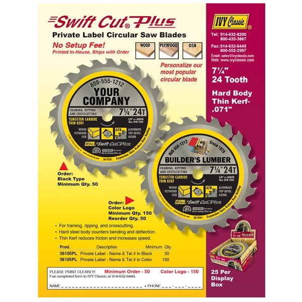 7-1/4" 24T Swift Cut Plus Blade - Private Label