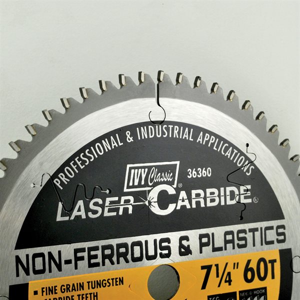 7-1/4" 60T Non-Ferrous & Plastics Laser Carbide