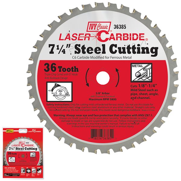 7-1/4" x 36T Steel Cutting Carbide Blade 5/8"Dia. arbor