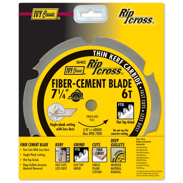 7-1/4" 6 Teeth Carbide Fiber-Cement Blade