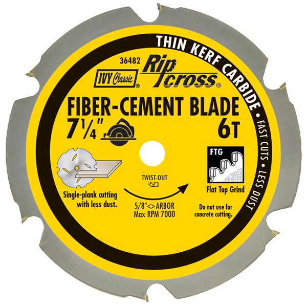 7-1/4" 6 Teeth Carbide Fiber-Cement Blade