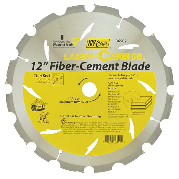 12" 8 Teeth  PCD Fiber-Cement Blade