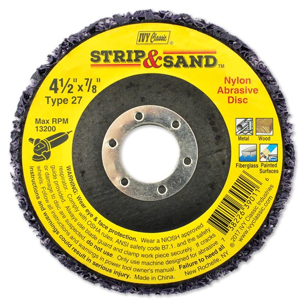 4 1/2 x 7/8 x 1/2" Strip & Sand Nylon Abrasive Disc