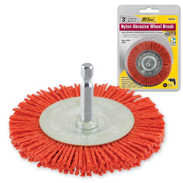 3" Nylon Abrasive Wheel Brush 1/4" Shank