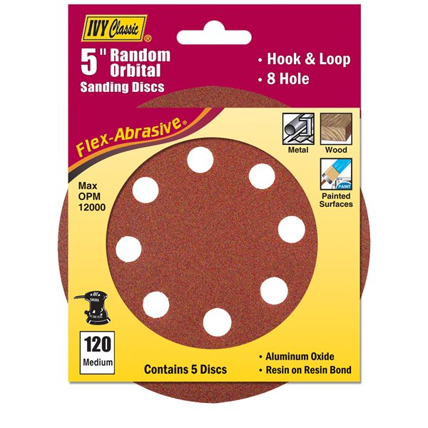 5" Hook & Loop Disc 8 Hole 120 Grit