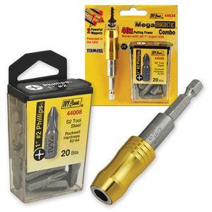 Mega Mag® Combo Pack - Holder + 20 1" #2 Phillips Bits