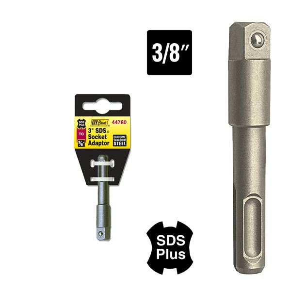 SDS to 3/8" Sq Socket Adaptor Carded