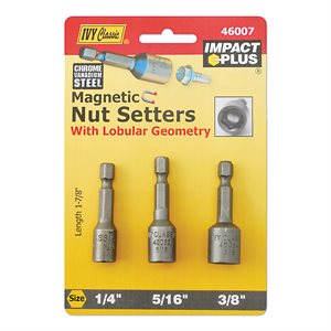 3 Pc Mag Nutsetter Set - 1/4, 5/16, 3/8 x 1-7/8"